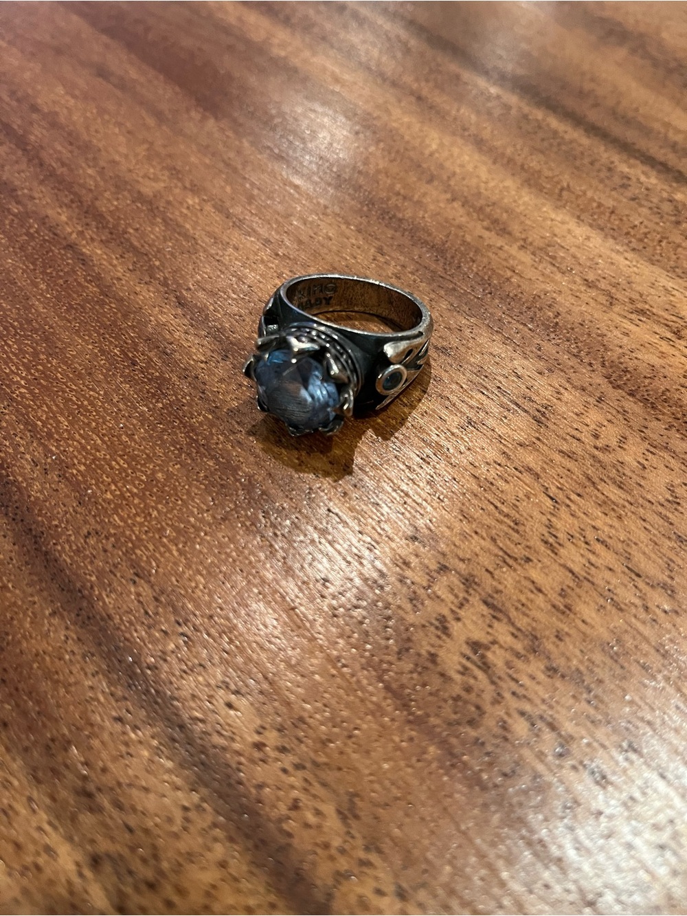 King Baby Studio Silver Ring with Blue Faceted Stone